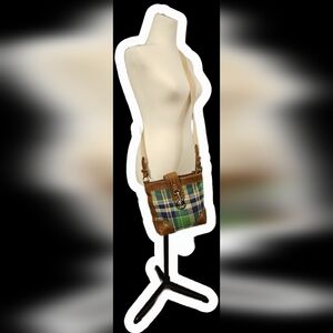 Chaps Plaid Crossbody Bag - Blue and Green